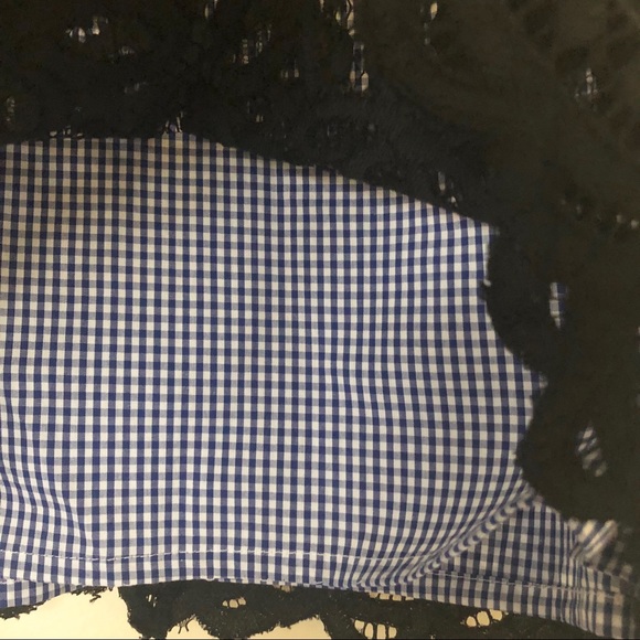 English Factory Gingham and Black Crochet Skirt - Picture 3 of 6